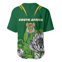 Green South Africa baseball jersey back with crest and tropical leaf-and-flower print
