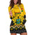 Personalised Ghana Hoodie Dress Kente Pattern And Adinkra Pattern Mix Coat Of Arms TS06 - Wonder Print Shop