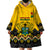 Personalised Ghana Wearable Blanket Hoodie Kente Pattern And Adinkra Pattern Mix Coat Of Arms TS06 - Wonder Print Shop