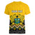 Personalised Ghana Women V Neck T Shirt Kente Pattern And Adinkra Pattern Mix Coat Of Arms TS06 - Wonder Print Shop