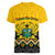 Ghana Women V Neck T Shirt Kente Pattern And Adinkra Pattern Mix Coat Of Arms TS06 - Wonder Print Shop