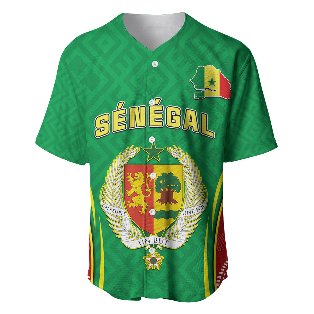 Senegal Baseball Jersey Africa Tribal Pattern With Coat Of Arms TS06 - Wonder Print Shop