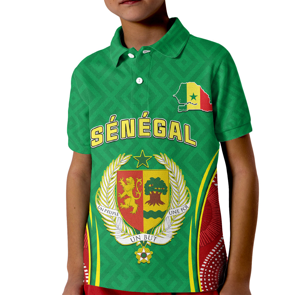 Senegal Kid Polo Shirt Africa Tribal Pattern With Coat Of Arms TS06 - Wonder Print Shop