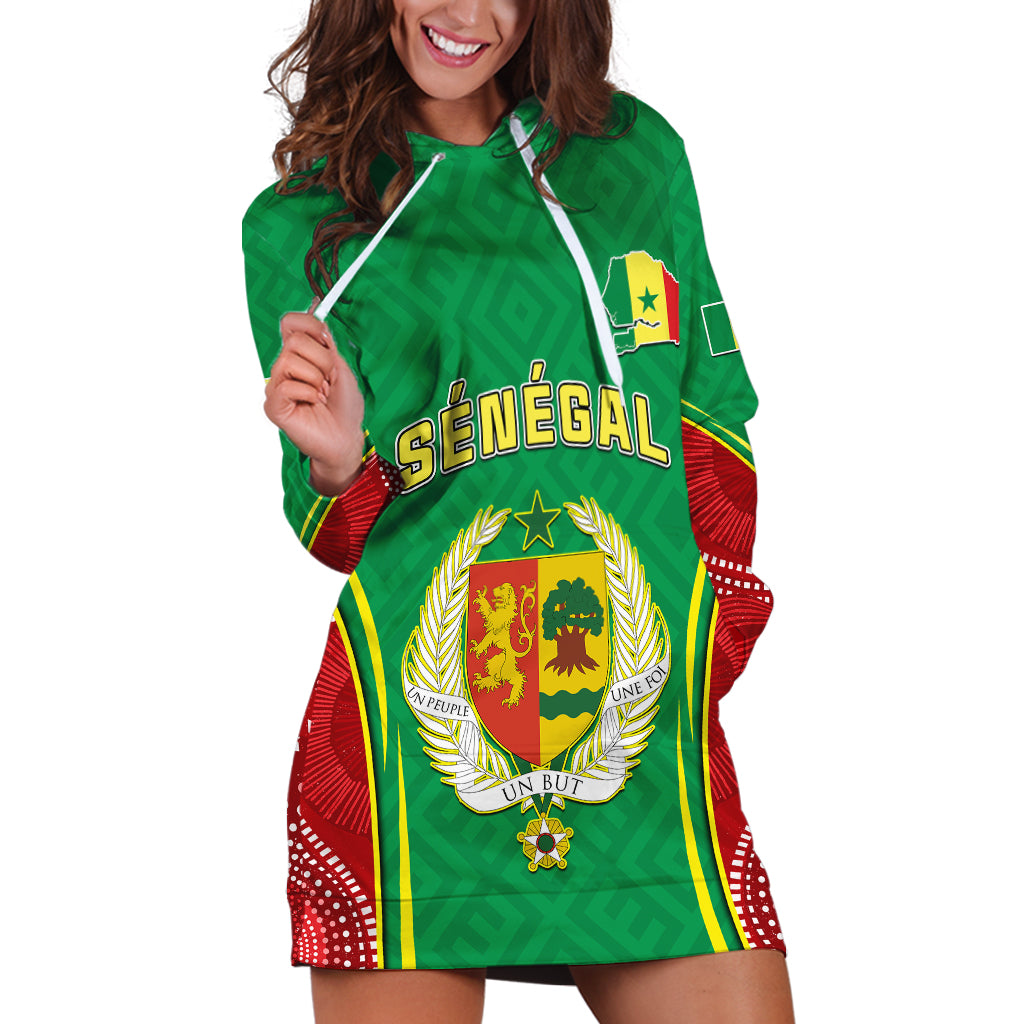 Personalised Senegal Hoodie Dress Africa Tribal Pattern With Coat Of Arms TS06 - Wonder Print Shop