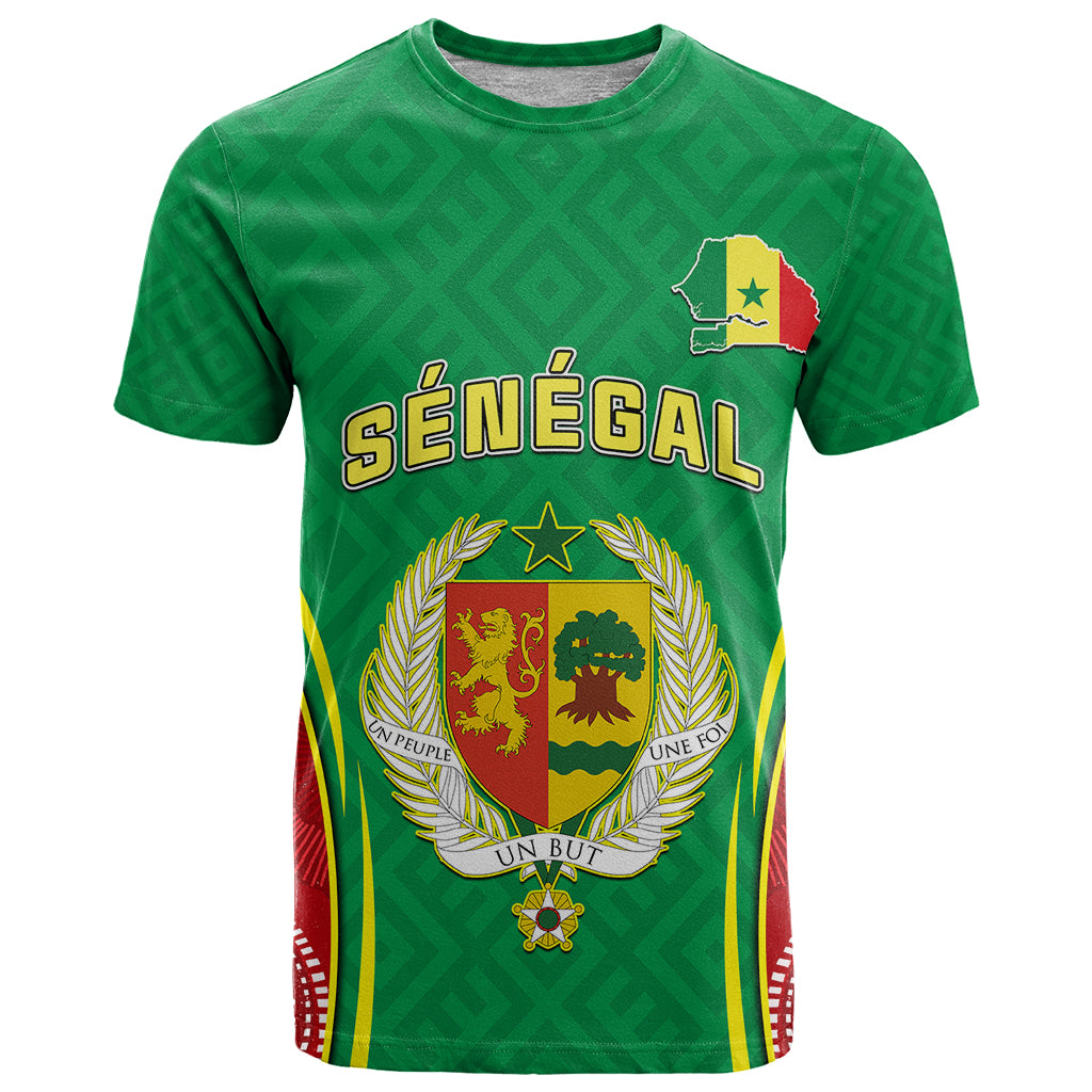 Personalised Senegal T Shirt Africa Tribal Pattern With Coat Of Arms TS06 - Wonder Print Shop