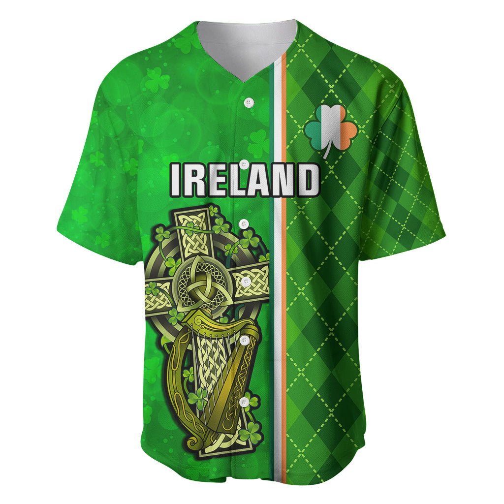 Ireland Baseball Jersey Cross With Shamrock Simple Style TS06 - Wonder Print Shop