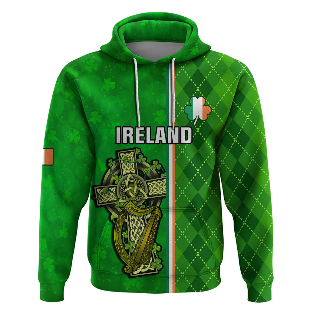 Ireland Hoodie Cross With Shamrock Simple Style TS06 - Wonder Print Shop