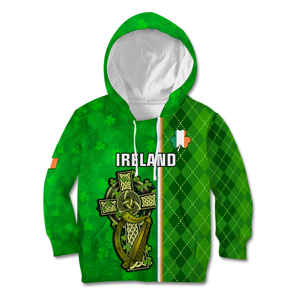 Ireland Kid Hoodie Cross With Shamrock Simple Style TS06 - Wonder Print Shop