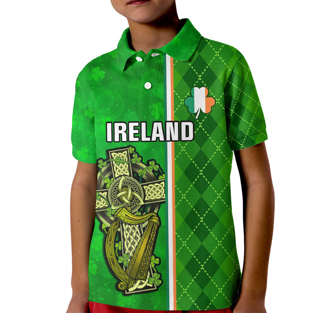 Ireland Kid Polo Shirt Cross With Shamrock Simple Style TS06 - Wonder Print Shop