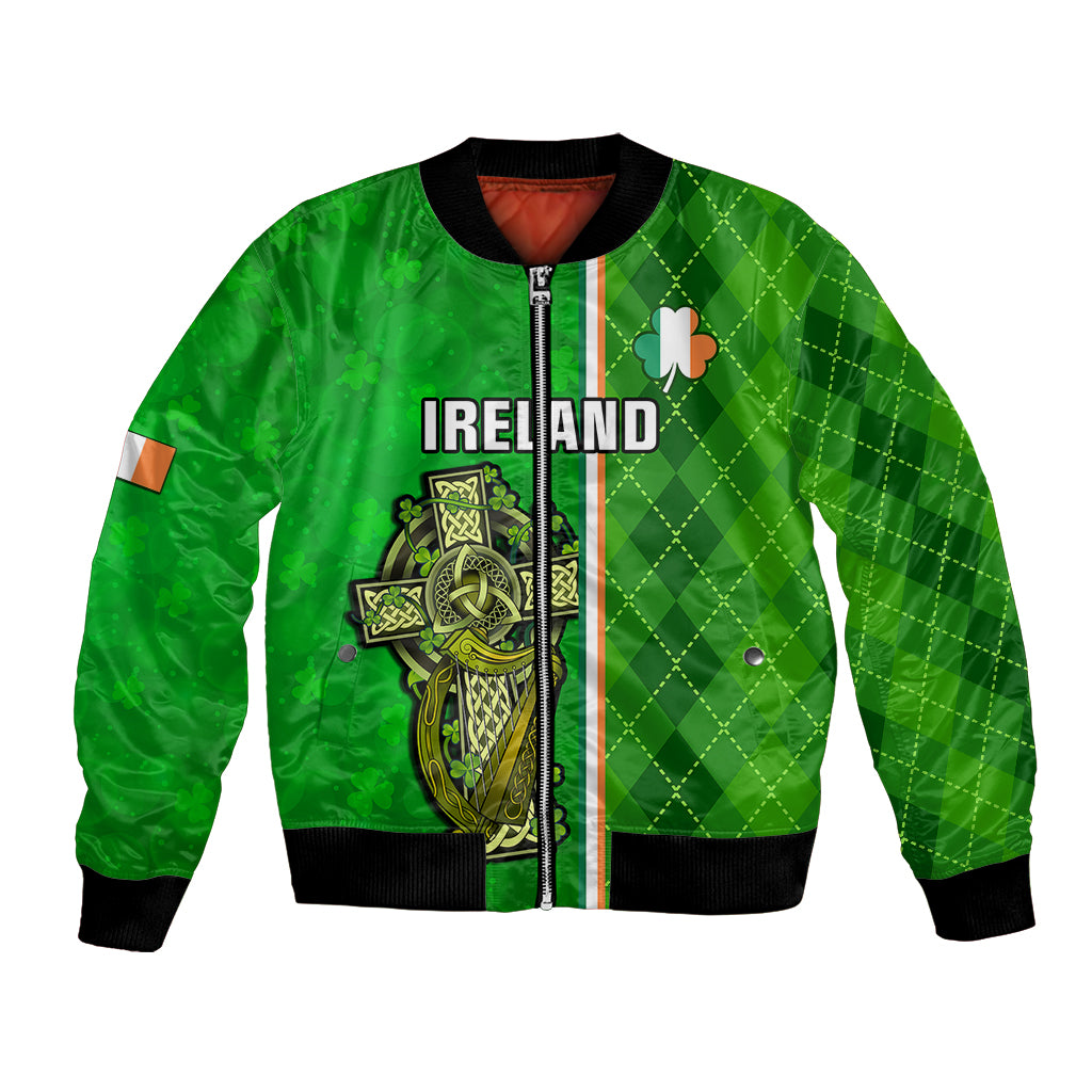 Personalised Ireland Bomber Jacket Cross With Shamrock Simple Style TS06 - Wonder Print Shop