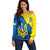 Ukraine Off Shoulder Sweater Sunflower With Ukraine Folk Patterns TS06 - Wonder Print Shop