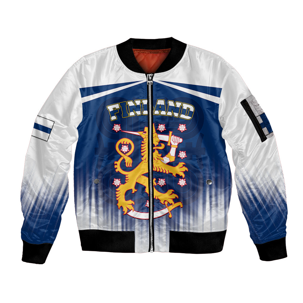 Finland Sleeve Zip Bomber Jacket Coat Of Arms Mix Hannunvaakuna TS06 - Wonder Print Shop