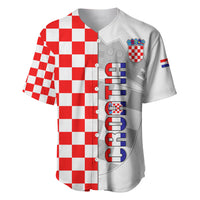Croatia baseball jersey with red-and-white checkered front and crest graphic on gray panel