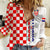 Personalised Croatia Women Casual Shirt Chessboard Mix Coat Of Arms TS06 - Wonder Print Shop