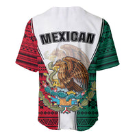 Mexican baseball jersey coat with eagle crest and Aztec pattern sleeves in red and green