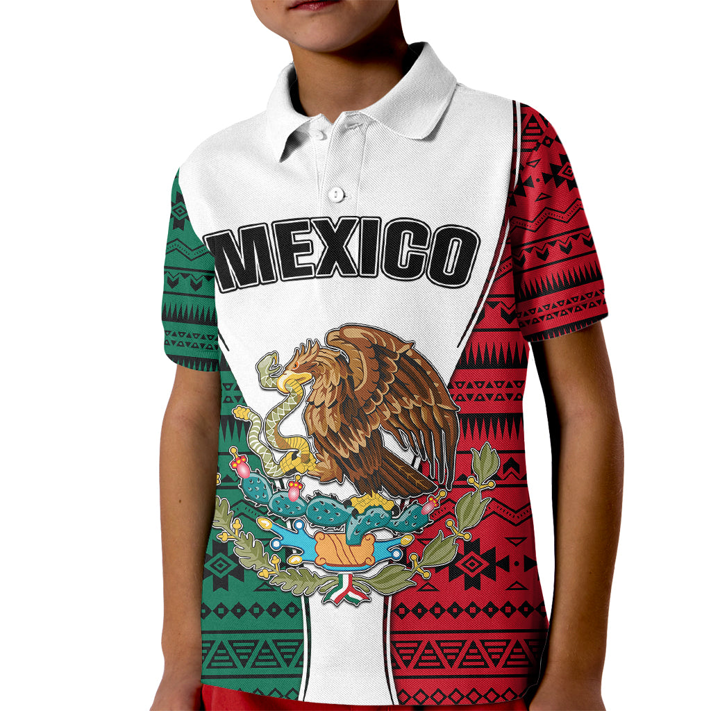 mexico-kid-polo-shirt-coat-of-arms-with-mexican-aztec-pattern