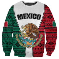 Unisex crewneck sweatshirt, gray front with Mexico eagle emblem and red/green sleeves