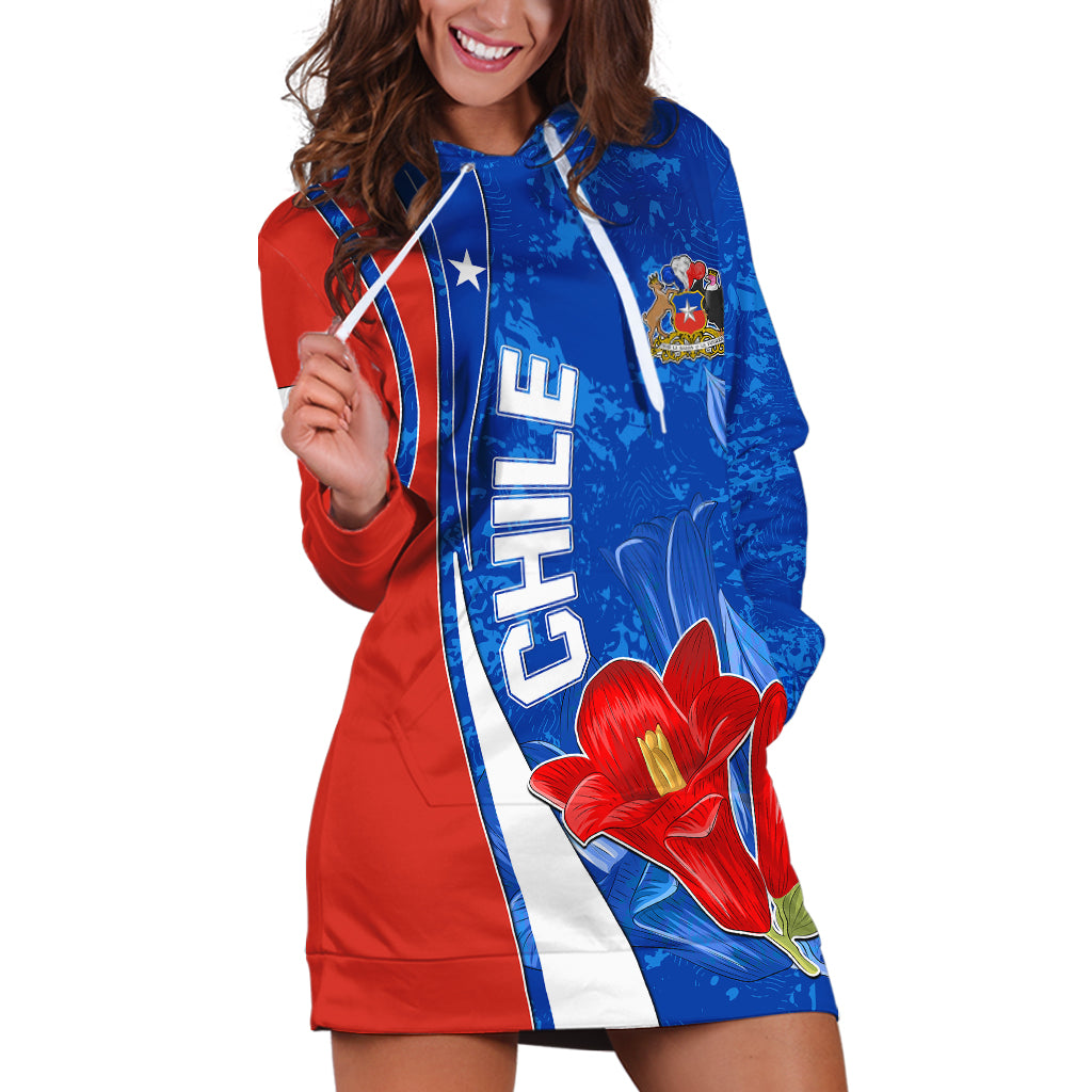 Chile Hoodie Dress Copihue With Flag TS06 - Wonder Print Shop