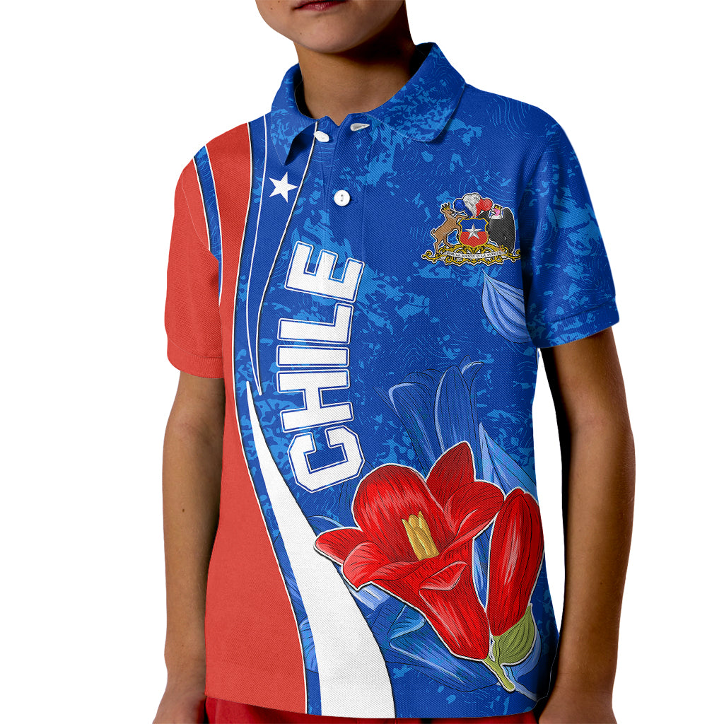 Chile Kid Polo Shirt Copihue With Flag TS06 - Wonder Print Shop