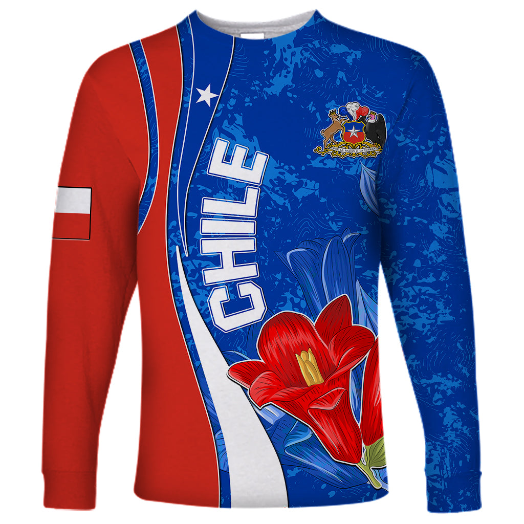 Chile Long Sleeve Shirt Copihue With Flag TS06 - Wonder Print Shop