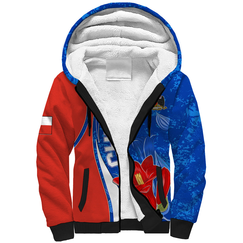 Chile Sherpa Hoodie Copihue With Flag TS06 - Wonder Print Shop