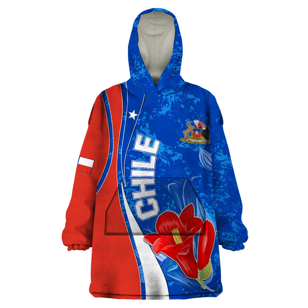 Chile Wearable Blanket Hoodie Copihue With Flag TS06 - Wonder Print Shop