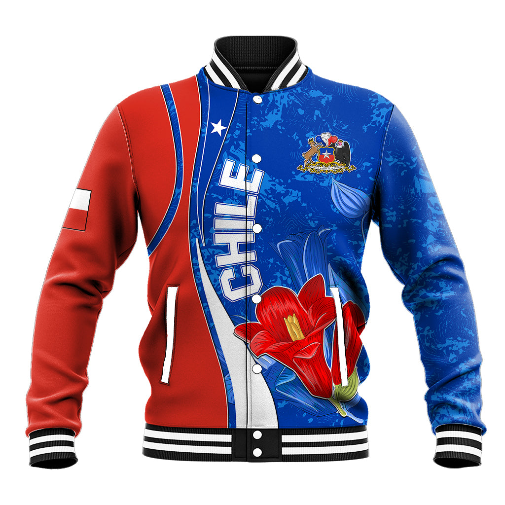 Custom Chile Baseball Jacket Copihue With Flag TS06 - Wonder Print Shop