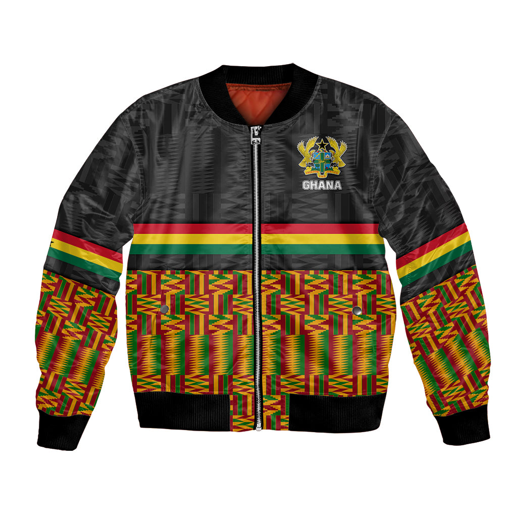 Ghana Bomber Jacket Kente Pattern With Coat Of Arms TS06 - Wonder Print Shop