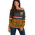 Ghana Off Shoulder Sweater Kente Pattern With Coat Of Arms TS06 - Wonder Print Shop