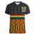 Ghana Women V Neck T Shirt Kente Pattern With Coat Of Arms TS06 - Wonder Print Shop