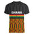 Ghana Women V Neck T Shirt Kente Pattern With Coat Of Arms TS06 - Wonder Print Shop