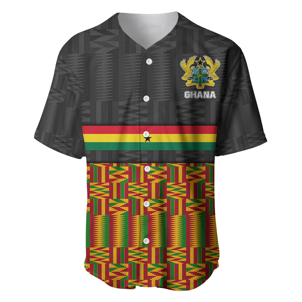 Custom Ghana Baseball Jersey Kente Pattern With Coat Of Arms TS06 - Wonder Print Shop