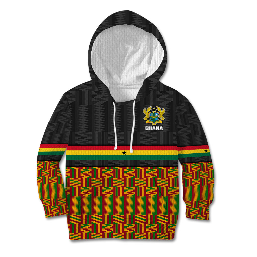 Custom Ghana Kid Hoodie Kente Pattern With Coat Of Arms TS06 - Wonder Print Shop