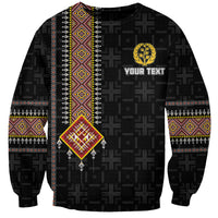 Black unisex sweatshirt with Eritrea-style geometric stripe and gold crest on front