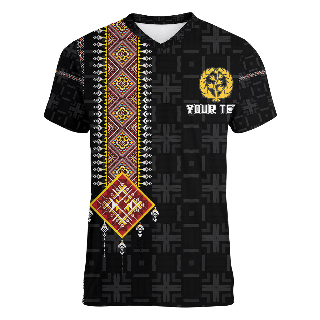 custom-eritrea-women-v-neck-t-shirt-habesha-with-african-pattern