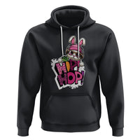 Black bunny hoodie with 'HIP HOP' graphic, front kangaroo pocket and drawstring hood