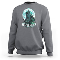 Charcoal gray sweatshirt with front wolf warrior graphic and crew neckline
