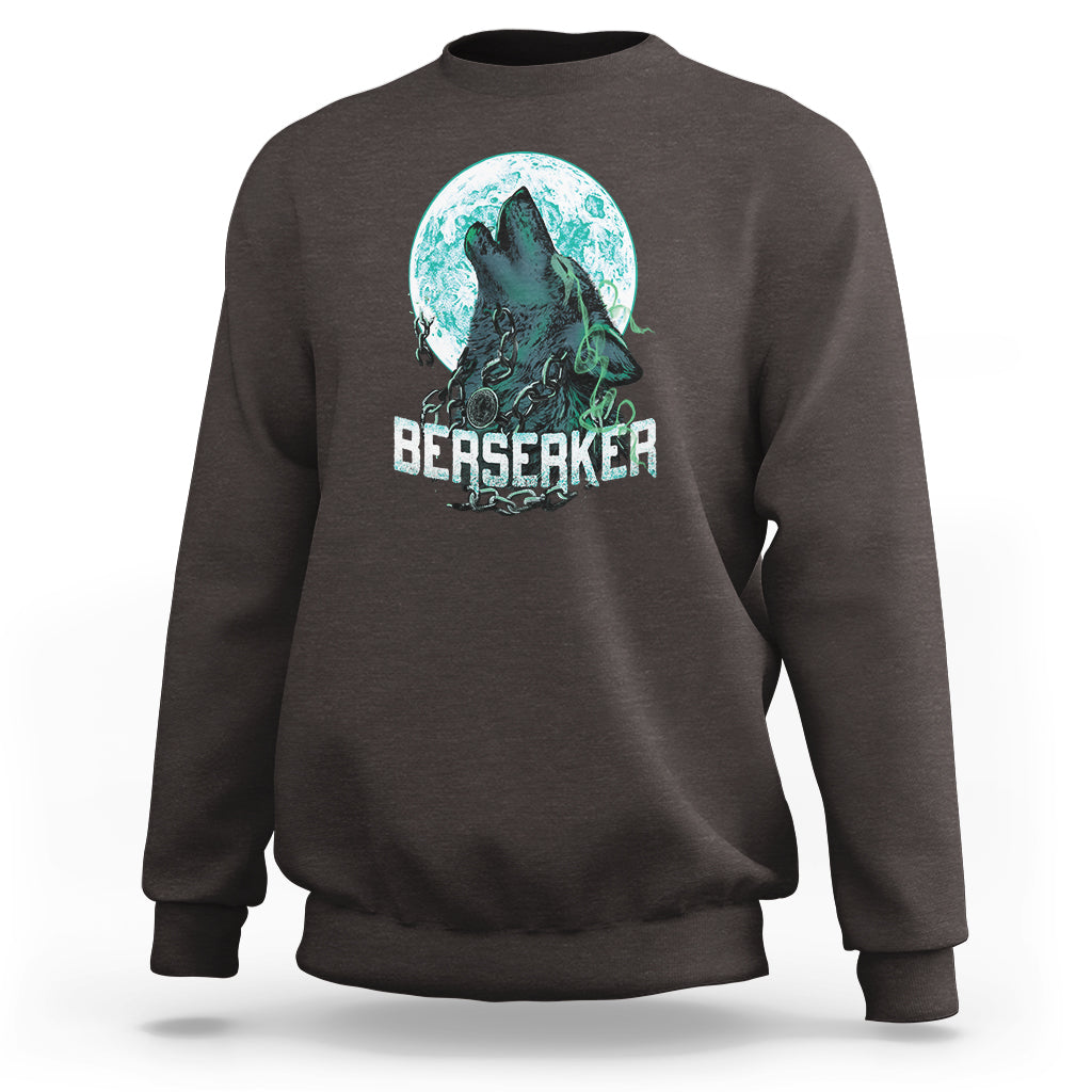 Dark chocolate sweatshirt with front wolf warrior graphic and crew neckline
