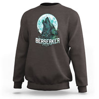 Dark chocolate sweatshirt with front wolf warrior graphic and crew neckline