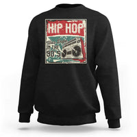 Black hip hop graphic sweatshirt, crewneck long sleeves