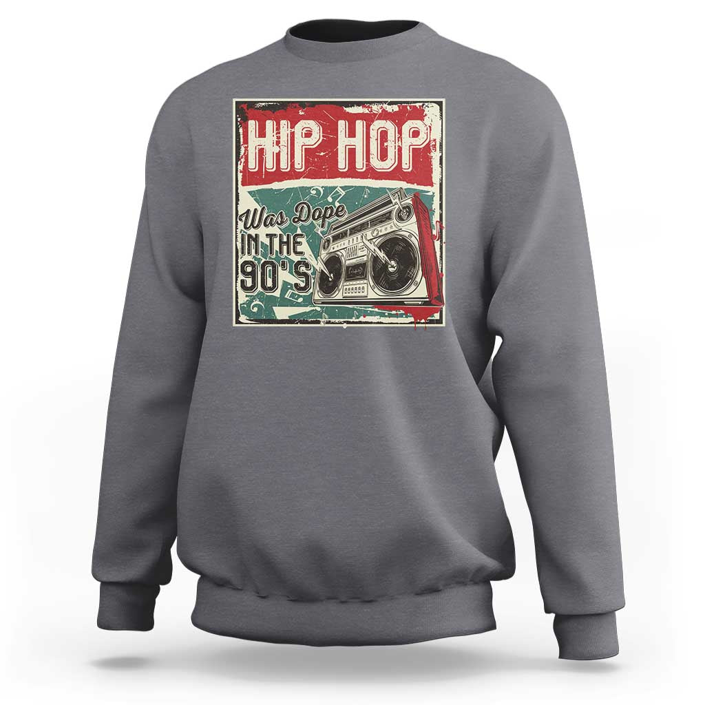 Charcoal gray hip hop graphic sweatshirt, crewneck long sleeves