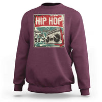 Maroon hip hop graphic sweatshirt, crewneck long sleeves