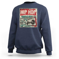 Navy hip hop graphic sweatshirt, crewneck long sleeves