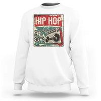 White hip hop graphic sweatshirt, crewneck long sleeves