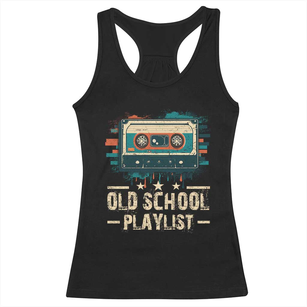 Old School Playlist Racerback Tank Top Retro Cassette Hip Hop Lover