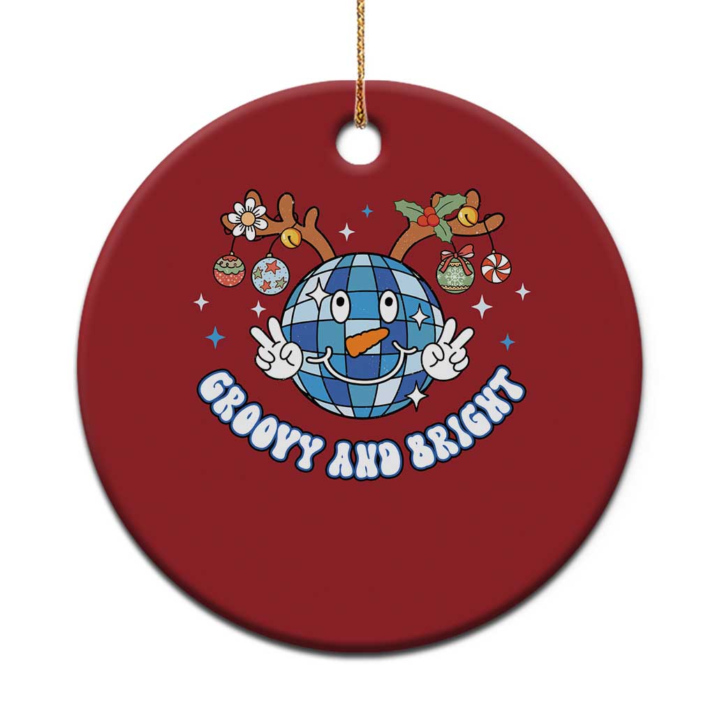 Groovy And Bright Merry Christmas Disco Ball Reindeer Christmas Ornament - Wonder Print Shop