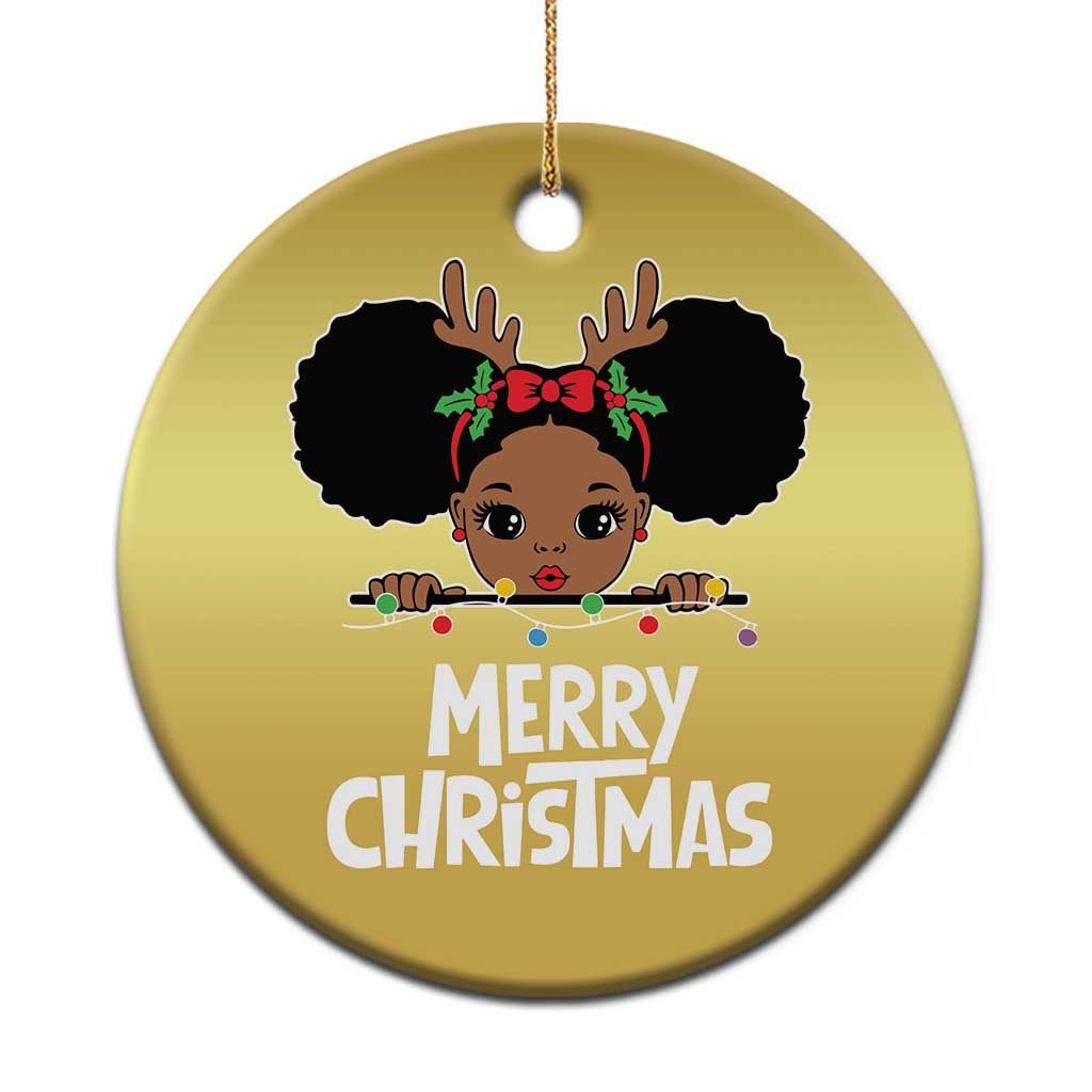 African American Xmas Christmas Ornament Cute Black Girl Kids Merry Christmas - Wonder Print Shop