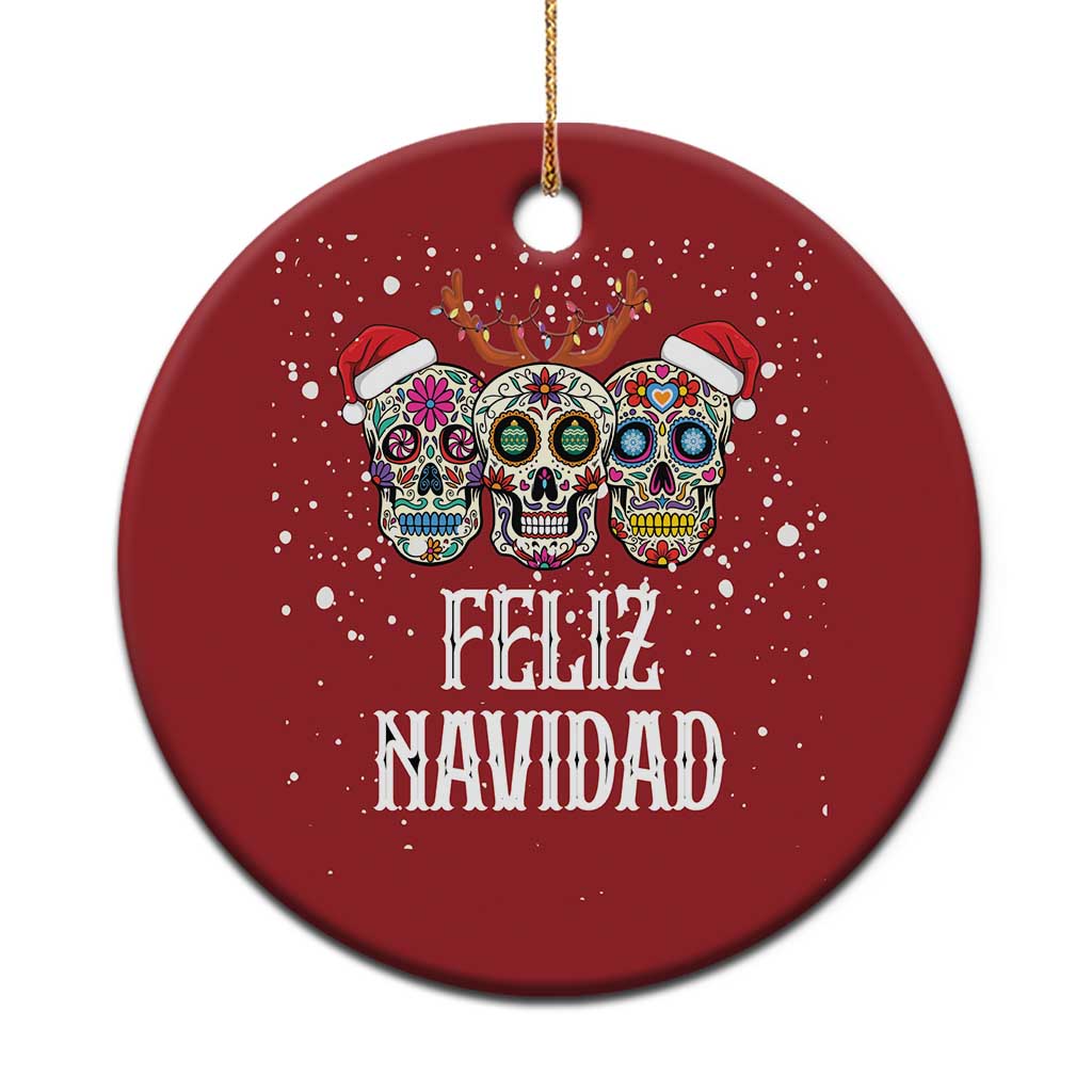 Christmas Mexico Feliz Navidad Christmas Ornament Mexican Sugar Skulls Reindeer Santa - Wonder Print Shop