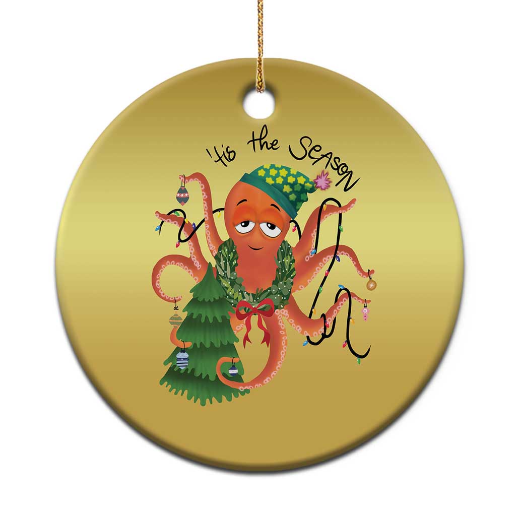 Funny Christmas Tree Octopus Tis The Season Christmas Ornament - Wonder Print Shop