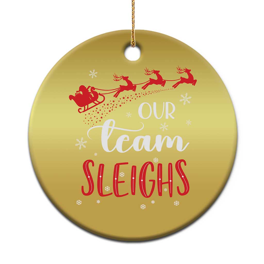 Xmas Santa Reindeer Our Team Sleigh Christmas Ornament - Wonder Print Shop